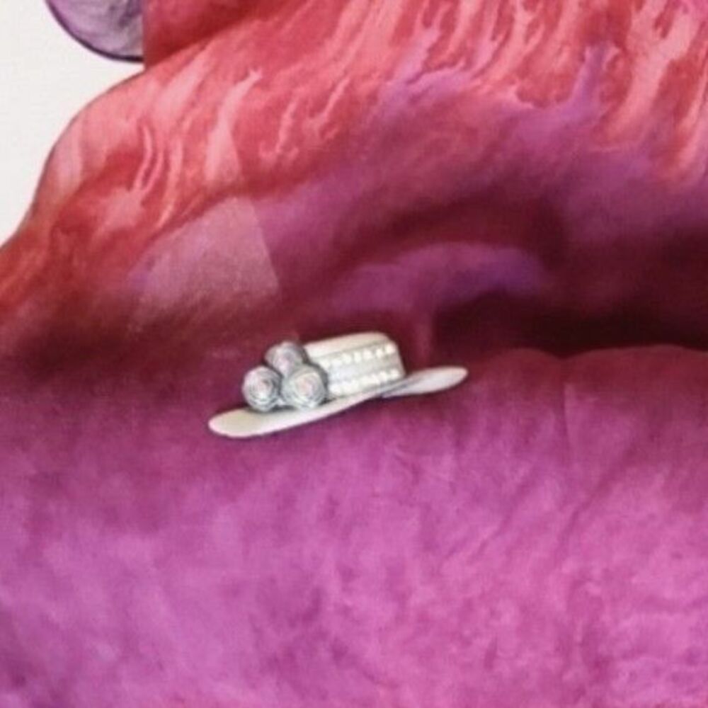 (2) Silver Hat Pin Pink Faux Gems & Vintage Chiffon Scarf
